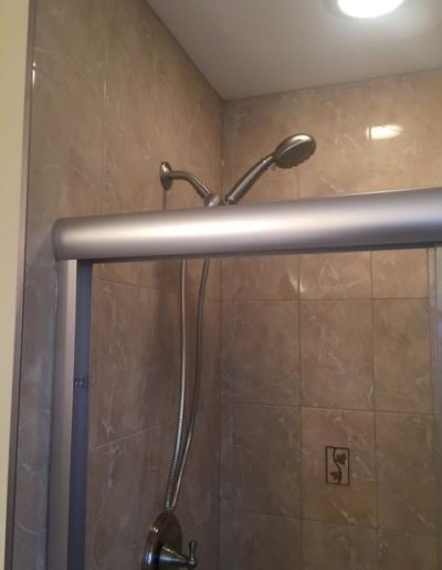 corner view of shower after renovation