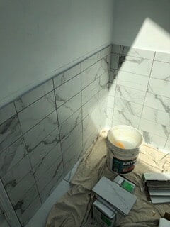 corner view of the bathroom during renovation