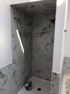 front view of the shower without the sliding door