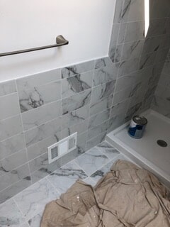 corner view of the bathroom during renovation