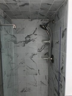 front view of the glass shower